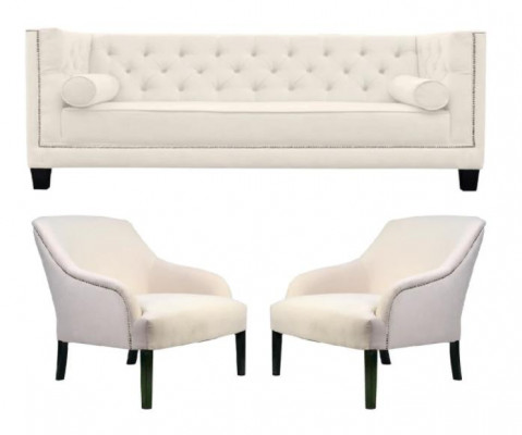 Wäissen Chesterfield Fautteuil XXL Grouss Textil Stoff Couch Kreativ Miwwelen Nei Sofas