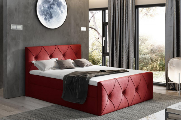 Bettkëscht Bett Schlofkummer Better Boxspringbett Textil Design Duebel Hotel Nei