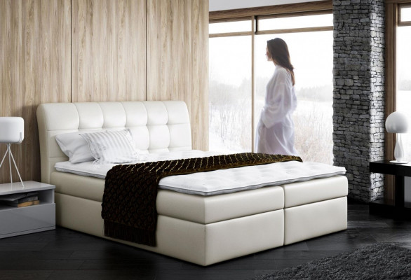 Bettkëschten Bett Schlofzëmmer Better Boxspringbett Textil Design Duebel Hotel Nei