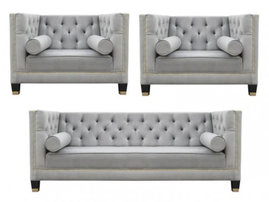 Sëtzgrupp Gro Chesterfield Fotell Luxus Miwwelen Textilstoff Wunnzëmmer Nei