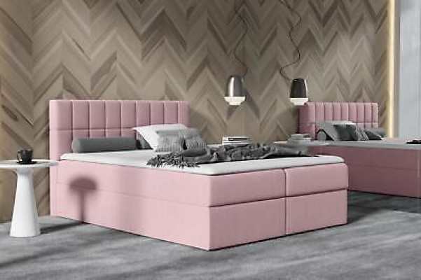 Rosa Stoff Boxspringbett Textil Design Duebel Hotel Modern mat Bettkëschten