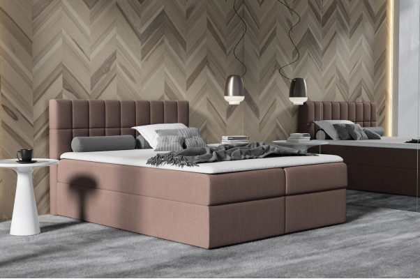 Rosa Stoff Boxspringbett Textil Design Duebel Hotel Modern mat Bettkëschten
