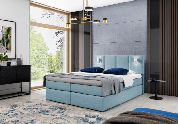 Bett Boxspringbett Schlofzëmmer Polster Design Duebel Modern Stoff 200x200