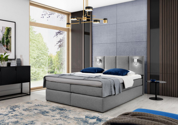 Bett Boxspringbett Schlofzëmmer Polster Design Duebel Modern Stoff 200x200