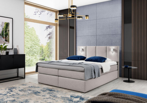 Bett Boxspringbett Schlofzëmmer Polster Design Duebel Modern Stoff 200x200