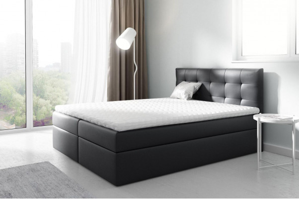 Ehebett Better Polsterbett Boxspringbett Duebelbett Bett mat Bettkëscht Schwaarz