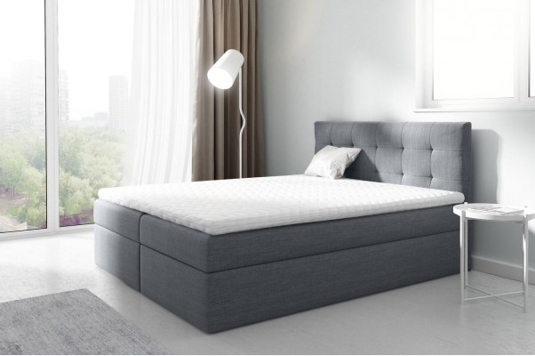 Ehebett Better Polsterbett Boxspringbett Duebelbett Bett mat Bettkëscht Schwaarz