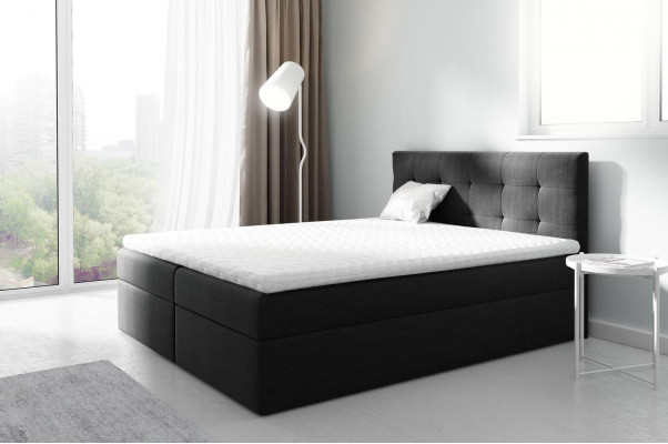 Ehebett Better Polsterbett Boxspringbett Duebelbett Bett mat Bettkëscht Schwaarz