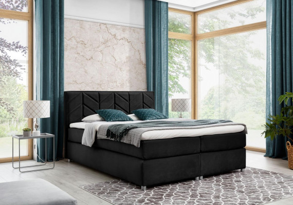 Bett Bettkëscht Boxspringbett Schlofzëmmer Polster Design Duebel Hotel Modern