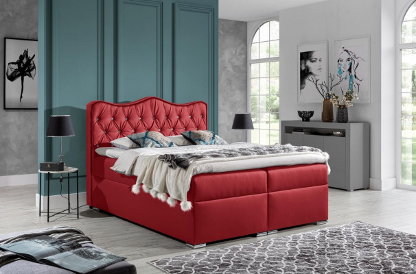 Doppelbett Bett Boxspringbett mat Bettkëscht Ehebed Bett Polsterbett Rout Nei