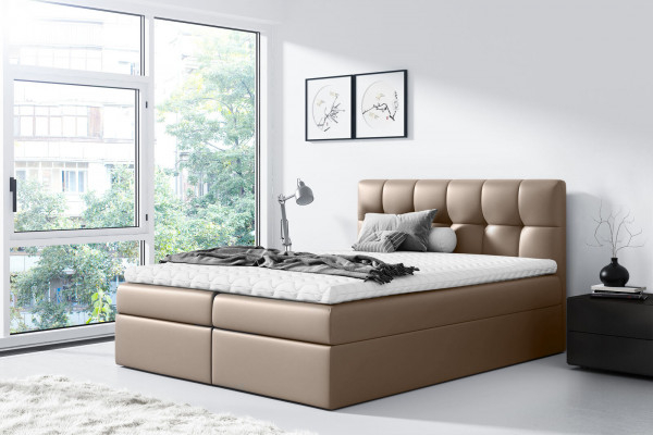 Bett, Ehebett, Boxspringbett, Duebelbett, Modern, Blo, Schlofzëmmer, Better, 160x200