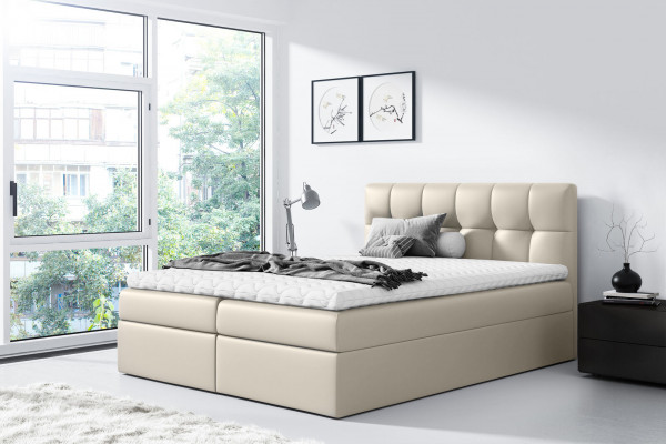 Bett, Ehebett, Boxspringbett, Duebelbett, Modern, Blo, Schlofzëmmer, Better, 160x200