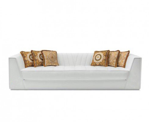 Wäiss Luxus Canapé Medusa mat gëllene Käpp Sofa Dräisëtzer Canapéen Lieder