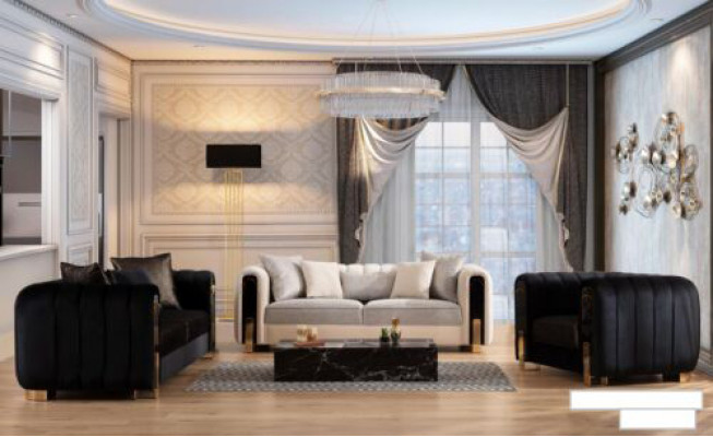 Medusa Sessell Luxus Monosëtz Couch Textil Polster Miwwelen Couchen Schwaarz Stoff