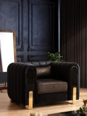 Medusa Sessell Luxus Monosëtz Couch Textil Polster Miwwelen Couchen Schwaarz Stoff