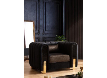 Medusa Sessell Luxus Monosëtz Couch Textil Polster Miwwelen Couchen Schwaarz Stoff