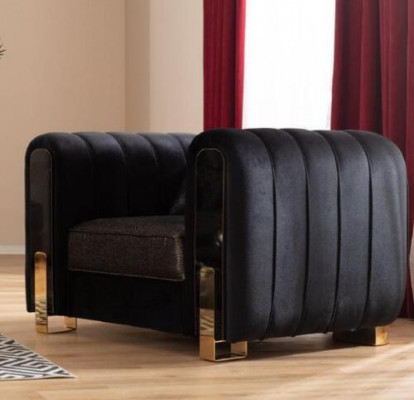 Medusa Sessell Luxus Monosëtz Couch Textil Polster Miwwelen Couchen Schwaarz Stoff