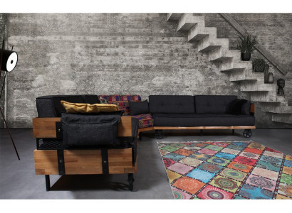 Loft Miwwelen Stoffsofa Eckcouch Polster Eckgarnitur Couchgarnitur Textil