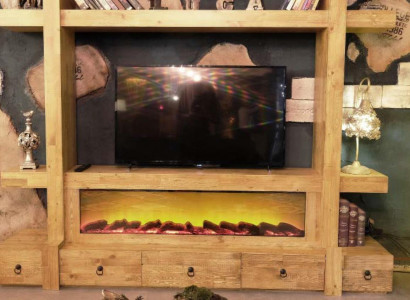 Wunnwand Fernsehsäit Miwwelelement Holz Schiefereg Wunnwänn Fernseh RTV 240x205 Ubau Wand