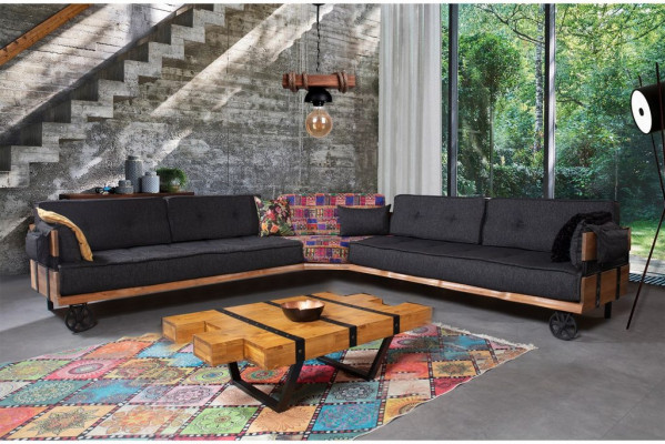 Couch Loft Polster Eckcouch Miwwelen op Rieder Eckcouchen Eckensemble Canapé 2-teileg.