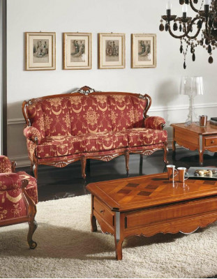Klassesch 3-Sëtzer Canapé Sofa Canapé Polstersofa Couchen Barock Sofa