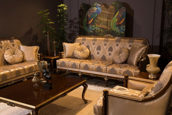 Dräisëtzer Sofa 3 Sässer Sofas Sëtz Stoff Design Canapé Miwwelen Stil Textil