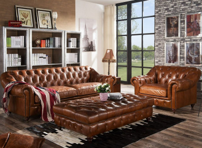Design Chesterfield dräi Sëtzer 3 Sëtzer Lieder Canapé Kiissensofas Sofa Setz Neit