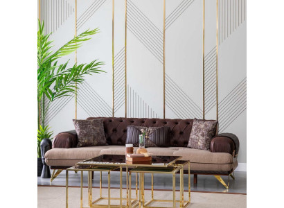 Drësëtzeger brong Chesterfield Canapé Sofa Miwwelen Polster Ariichtung Sofasen