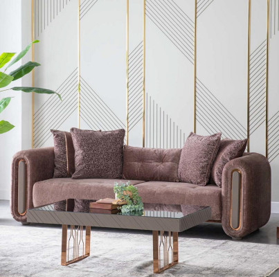 Dreisëtzer Beige Couch Sofa Miwwel Ariichtung Couchen Sofaen Polster