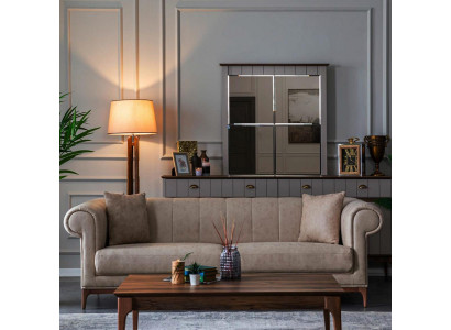 Dreisëtzer Crème Canapé Sofa Miwwelen Ariichtung Couchen Sofas Wunnzëmmer