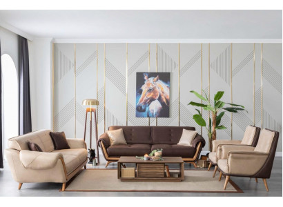 Luxus Sofa Garnitur Canapé Set 4 Stéck Set Miwwelen Wunnzëmmer Design Ariichtung