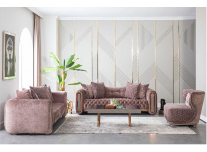 Luxus Sofagarnitur Brongen Couch Textil Sofa Couchen Polster Grupp 3+3+1