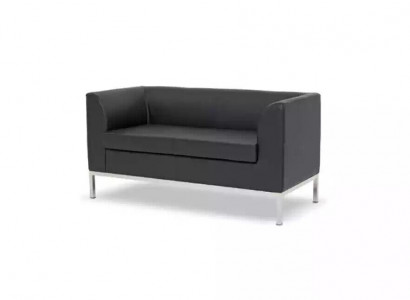 Aarbechtsraum Zweisitzer Schwaarzen Textilcouch Bërosmiwwel Sofa