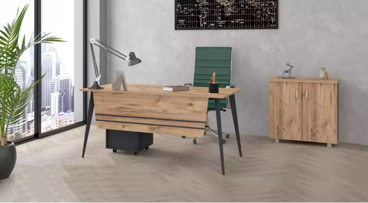 Dësch Büro Set Garnitur Schreifdësch mat Akteschaf Komplett 2tlg