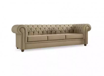 Beige Chesterfield Drësëtz Büro Miwwel Sofa Polstersofa Luxus Miwwel
