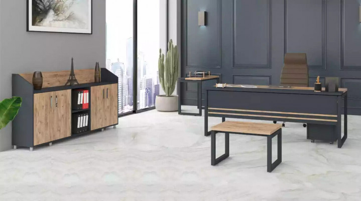 Grouss Büro Miwwelen Komplett Set Aarbechtszëmmer Miwwelen Schaf Schreifdësch