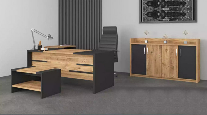 Büro Miwwel Set Büro Garnitur Schreifdësch Schaf Stil Modern Neif 4-Deeler.