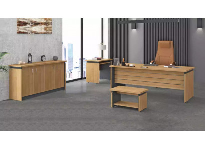 Aarbechtszëmmer Holzariichtunge Komplett Set Schreifdësch Büro Möbel 4-Teileg