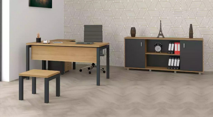 Büro Ariichtung Schreibtisch Akteschaf Schaf Canapé-Dësch 2-Deeler Set