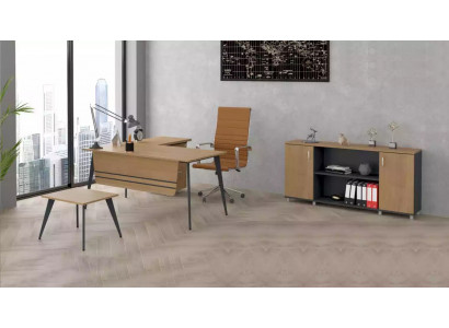 Büro Set Garnitur Eckschreifdësch Schaf Aarbechtszëmmer Komplett 3tlg.