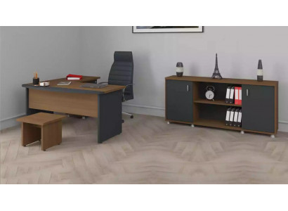 Klassesch Holzmobilier Büro Set Eckschreifdësch Aarbechtszëmmermobilier