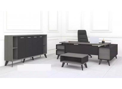 Aarbechtszëmmer Büro Miwwelen Schreiwedësch Couchdësch Akteschaf 3tlg Set