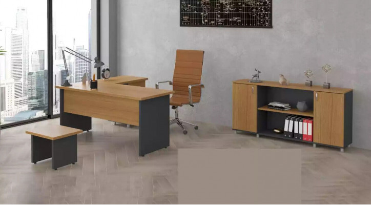 Büroariichtung Aarbechtszëmmer Set Bëschmöbel Direkterschaf Schrëftdësch Schaf