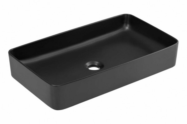 Schwaarzt Kermikswäschbecken opgesetzten Dëschplacke Lavabo Becken