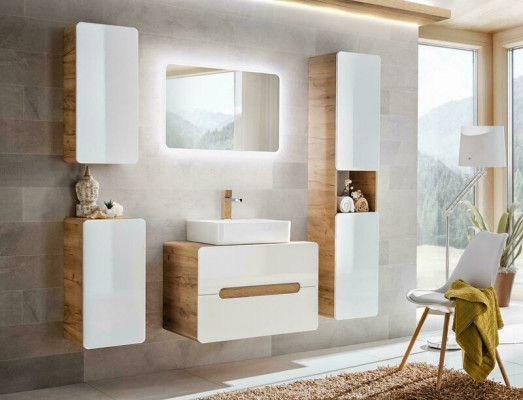 Design Buedzëmmer Miwwelen Bad 5tlg. Set Garnitur Schaf Wäschbecken