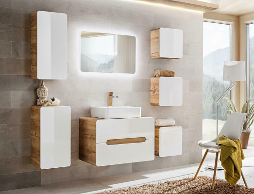 Design Buedzëmmer Miwwelen Bad 7 Deeler Set Garnitur Schaf Wäschbecken