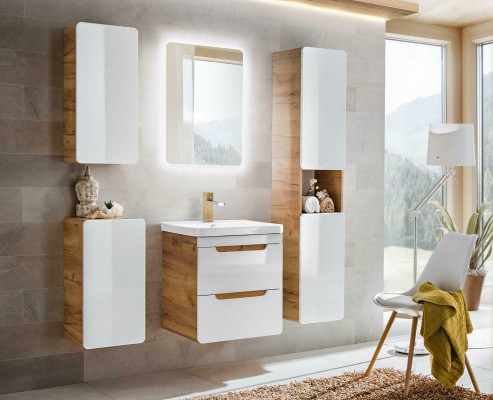 Design Buedzëmmer Miwwelen 5-deele Set Garnitur Schaf Wäschbecken