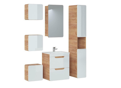 Design Buedzëmmer Miwwelen Bad 6tlg. Set Garnitur Dekor Schaf Waassersbecken