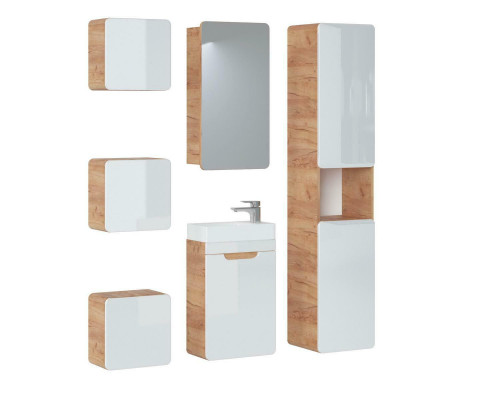 Design Buedzëmmer Miwwelen Bad 6tlg. Set Garnitur Schaf Wäschbecken