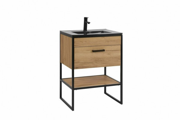 Buedzëmmermiwwel Set 60cm Wäschbecken mat Ënnerschaf Waschtësch Loft Stil